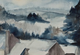 Erzgebirgdorf im Winter, 2003 Aquarell